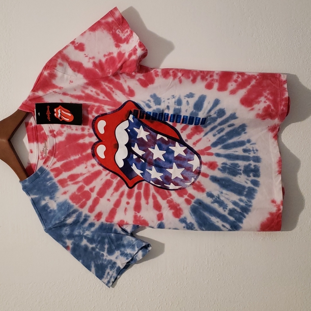 NWT "ROLLING STONES"  Tie Dye Logo Graphic Tee Bravado Cotton Blend